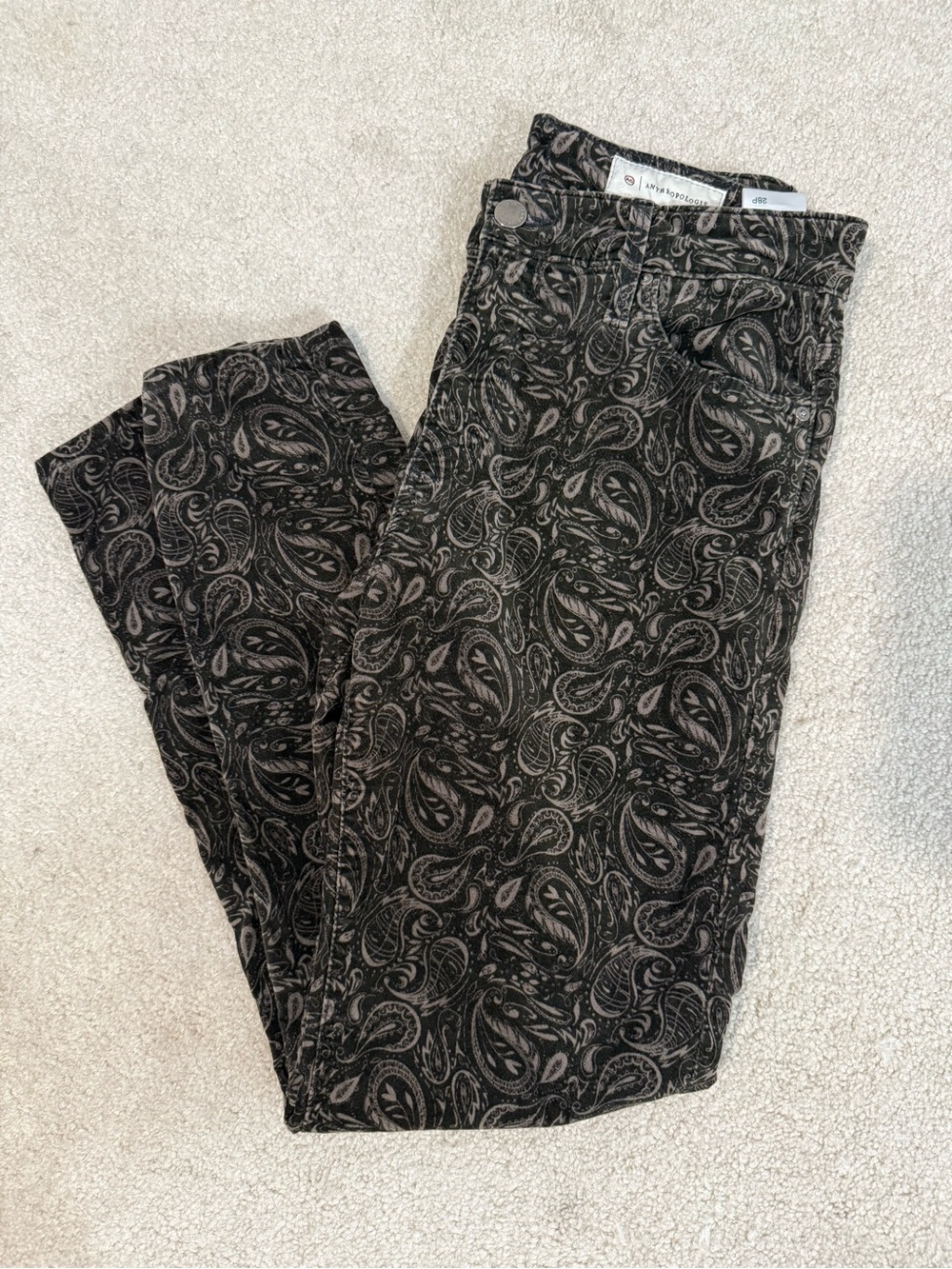 Anthropologie Black Paisley Skinny Pants
